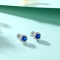 wholesale 925 Sterling Silver Blue Zircon Earrings High-End European and American Personality Flower Ear Jewelry Colored Gemstone Blue Sapphire Earrings for Women Wholesale-0-4
