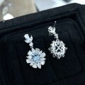 Silver-plated 18K Gold Lab-Created Colored Gemstone 1ct Cushion Earrings-0-4