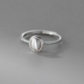wholesale S925 Sterling Silver Fresh Sweet Ins Style Niche Design Brushed Oval Twist Ring R02909-0-2
