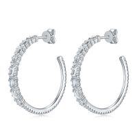 925 Silver 2025 Cross-Border New Snake Ladder Square Moissanite Earrings-White Gold  S925
