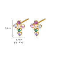 wholesale 925 Sterling Silver With Colored Zirconia, Women's Unique Design Necklace And Earrings Set, In Stock-E2516-Gold 925 Silver
