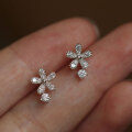 wholesale S925 Sterling Silver Fresh and Sweet Ins Style Niche Design Exquisite Full Diamond Small Flower Ear Studs M06259-0-2