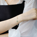 wholesale S925 Silver Plated with 14k Gold, French Retro-Style Niche Green Chrysoprase and White Shell Bracelet-0-3
