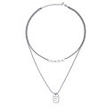 wholesale S925 Sterling Silver European and American Minimalist Square Pendant Letter Star Necklace, Ins Hip-hop Personality Double-layer Sweater Chain for Women-0-4