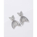 wholesale 925 Sterling Silver Mermaid Tail Personalized Earrings for Women, Small and Exquisite Design, High-End and Elegant Stud Earrings, Simple and Stylish Fashion Accessories-0-2