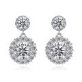 wholesale Cross-border best-selling full-diamond earrings, new style moissanite earrings, round high-end fashion round-set elegant moissanite stud earrings Place the metal material at the very beginning-0-5