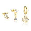 wholesale S925 Sterling Silver Star Moon Drop Zircon Earrings for Women,-0-4
