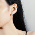 S925 Silver Four-Prong Earrings with Moissanite Rectangular Leaf Shape-0-3