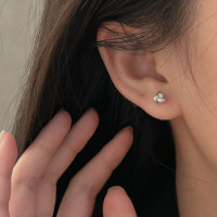 wholesale S999 Silver Geometric Ruyi Knot Ear Studs for Women, Fashion Minimalist Versatile Light Luxury Niche Korean Style Earrings-Sterling silver