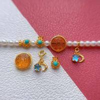 wholesale Gold-plated 925 ancient silver fittings inlaid with natural aquamarine, sun moon stars, turquoise, lucky bag, amber, and Zhajilamu for DIY-A purse