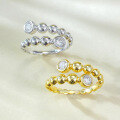wholesale S925 Silver European and American Ins Minimalist Style Beaded Stacking Ring Open Adjustable Ring Band-0-3
