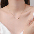 wholesale [925 Sterling Silver] S925 Moissanite Champagne Gold Necklace for Women, Smiling Row Diamond Line Chain, Simple and Advanced with a Cool Sense, Gift for Best Friend-0-3