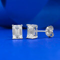 wholesale S925 Sterling Silver New High-Carbon Diamond Earrings Cut Simulated Square Zirconia Stud Earrings Simple Women's Live Broadcast Best-Seller-0-1