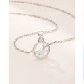 wholesale S925 Sterling Silver A Clear Spring Necklace for Women, Light Luxury Minimalist Niche Design Circular Pendant High-End Collarbone Chain-0-1