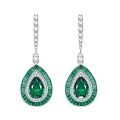 wholesale Sterling Silver New 3ct Teardrop 8*12 Emerald High Carbon Diamond Earrings for Women,Ins Luxury Earrings-0-4