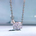 wholesale 18K Gold Plated Luxurious Halo Setting 8*10mm Radiant Cut Oval White Diamond Collarbone Necklace for Women, Drop Shipping-0-5
