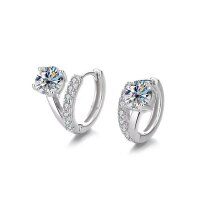 wholesale 925 Sterling Silver Cross-Border Arc Moissanite Earrings Minimalist Design Niche Ins Aesthetic High-End European and American Silver Jewelry-50 points + 50 points (zircon) earrings 925 silver