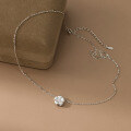 wholesale 925 Silver Fresh and Sweet Ins-Style Niche Design Diamond-Inlaid Brushed Five-Petal Flower Necklace Y02148-0-3