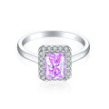 wholesale S925 Sterling Silver 2ct 6*8 Square Diamond Ring for Women, High-End Luxury Wedding Band with 5A Zirconia, Colored Gemstone, High-Carbon Diamond-0-7