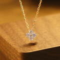 wholesale 10K Gold Lab-Grown Diamond Four-Leaf Clover Necklace for Women, Laboratory Diamond Collarbone Chain-0-1