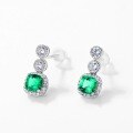 wholesale S925 Sterling Silver European and American Style Fashion Geometric Cultivated Emerald Stud Earrings Vintage High-End Cross-Border Exclusive Earrings-0-2