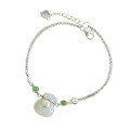 wholesale 925 sterling silver inlaid with a blessing bag and natural Hetian jade bracelet in a Chinese antique style, paired with a certificate for best friends' jewelry-0-4