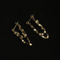 wholesale 14K Solid Gold New Kiss Chain Word Chain Long and Short Fringe Double Layer Earrings for Women-0-0