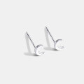 wholesale Sterling Silver S999 Ear Piercing Earrings for Women, Pure Silver Small and Mini Double-ended Ear Studs, Cartilage Ear Studs, Minimalist Ear Piercing Needle Ear Accessories-0-6