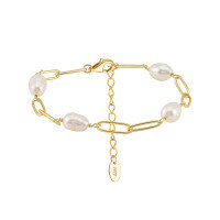 wholesale S925 Sterling Silver Cloud-Pull Jewelry Baroque Pearl Bracelet with Herringbone Chain for Wholesale-Platinum 925 Silver