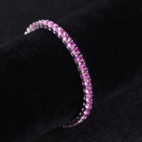 wholesale S925 Sterling Silver Popular Tennis Bracelet 3/4/5mm with Lab-Created Ruby Sapphire Moissanite-4mm Cultured Sapphire-Pink Bracelet  6.5 inches (approximately 16.5 cm)