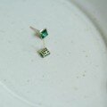 wholesale 9K Gold Emerald Zircon Stud Earrings New Trendy Simple Goddess Style Small and Delicate Summer High-End Sense Luxury-0-4