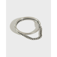 wholesale S925 sterling silver JF232 Korean-style versatile silver ring, ins minimalist niche retro chain ring for women-Vintage Silver [No. 14] > Opening adjustable