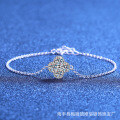 Sterling Silver Moissanite Four-Leaf Clover Dainty Minimalist Wholesale Bracelet-0-0
