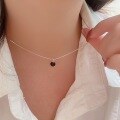 wholesale S925 Sterling Silver Natural Black Agate Snake Bone Chain Necklace for Women, Light LuxuryDesign Sense Simple and Versatile Collarbone Chain-0-4