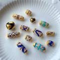 wholesale Sterling Silver Gold Plated Enamel Spacer Beads for DIY Bracelet Necklace Ornament Pure Silver Gemstone Barrel Beads-0-0