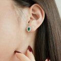 wholesale S925 Sterling Silver Cross-Border New Style Earrings for Women with Emerald Main Stone, Full Diamond Inlay, and High-End Design, Ready to Ship-0-1