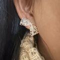 wholesale S925 Sterling Silver Lewis Lace Bow Earrings Exquisite Hollow-Out Texture Sweet Girly Earrings-0-0