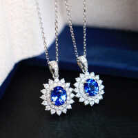 wholesale S925 Sterling Silver Red Elk Overall Cornflower Blue Pendant, Classic French Style Luxury Necklace, Fashionable and Versatile for Women-BX0213-White Gold 925 Silver