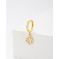 wholesale 925 Sterling Silver Amazon Cross-border Single Alphabet Earrings for Women, Fashion Hoop Ear Cuff, Versatile Ear Accessories-O Single>925 silver