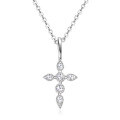 wholesale S925 Sterling Silver European and American Light Luxury Style Cross Moissanite Necklace for Women, Small Batch Design Pendant Trendy Jewelry-0-4