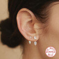 wholesale S925 sterling silver with diamond jacket double stud earrings,-0-1