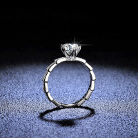 925 Silver Moissanite 6-Claw Snake-Style Hollow Setting Ring for Women, Factory Direct-1 carat (moissanite)  18 yards