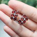 wholesale S925 Sterling Silver Set Sparkling Red Gemstone Earrings, Natural Garnet Ear Studs for Women, Live Streaming Wholesale-0-4