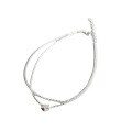 wholesale S925 Sterling Silver Korean Style Minimalist Double Layer Chain Five-Point Star Anklet Foot Jewelry for Students Women-0-4