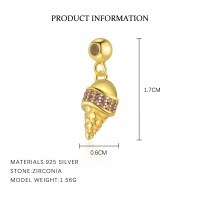 wholesale S925 Sterling Silver Minimalist Versatile Vacation Style Zircon Necklace For Women, Unique High-end Diy Jewelry Pendant-Microphone-A4257_Medium Purple_18K Yellow Plated_Single Pendant 925 Silver