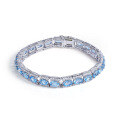 wholesale S925 Silver High-End Natural Swiss Blue Topaz Bracelet for Women, Fashionable and Luxurious Natural Gemstone Bracelet-0-3