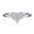 wholesale S925 Sterling Silver High-Quality Japanese and Korean Style Heart-Shaped Ring New Moissanite Engagement Ring with Crushed Stone Accents-0-4