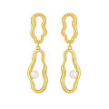 wholesale S925 sterling silver small geometric irregular double-ring design pearl earrings for women,, sophisticated, and-0-4