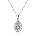 wholesale 925 Sterling Silver Pear-Shaped Moissanite Necklace for Women, Full Diamond Waterdrop Pendant, Light Luxury Minimalist Collarbone Chain for Live Broadcast Wholesale-0-4