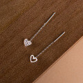 wholesale S925 Sterling Silver Fresh and Sweet Ins Style Small Asymmetrical Diamond-Inlaid Hollow Heart Ear Thread M05826-0-2